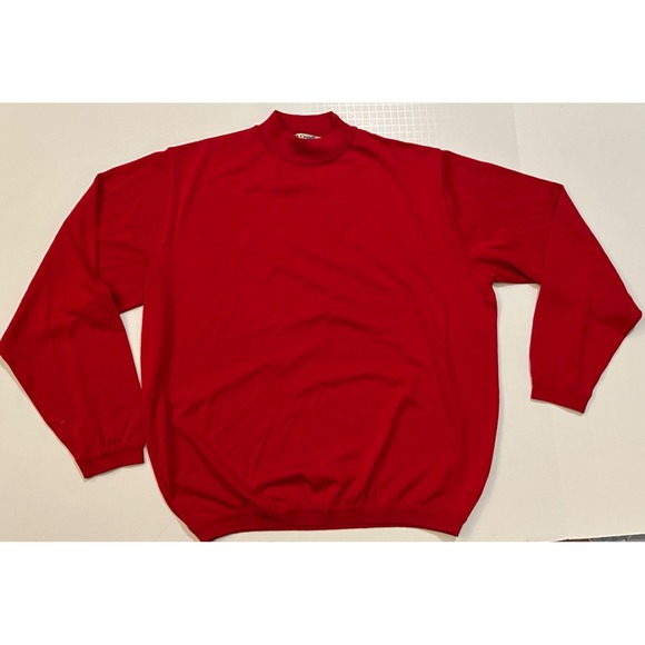 Vtg ST CROIX KNITS Mock Neck Sweater Mens L Lightweight Cotton Blend Red New